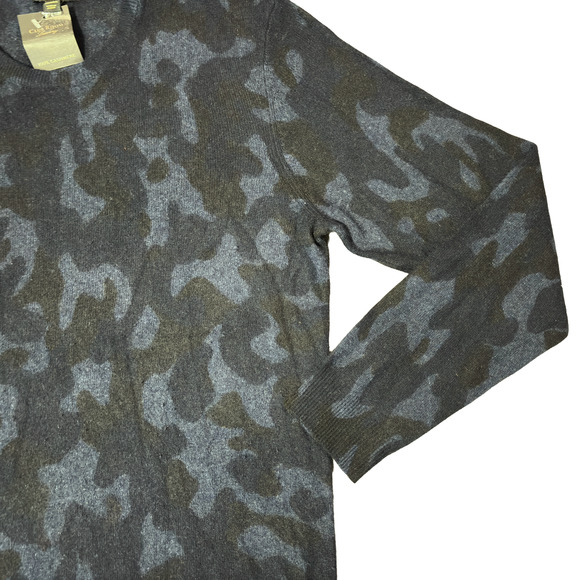 Club Room 100% Cashmere Luxury Navy Blue Camo Print Sweater Men's Large - Picture 4 of 13